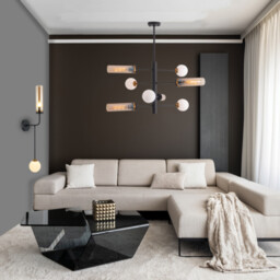 Zambelis Globe Wall Lights Sandy Black - Antique Brass 1xG9 , 1xE27 - Driver Not Included - thumbnail 3