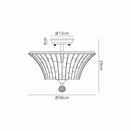 Dresden 2 Light Semi Flush Ceiling Lamp E27 With Round 38cm Patterned Glass Shade Satin Nickel, Clear - thumbnail 2