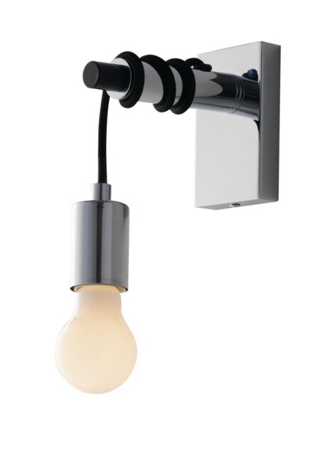 Admiral Cable Wall Lamp, Chrome, Black, E27