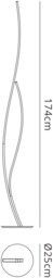 Corinto Floor Lamp 174cm, 30W LED, 3000K, 2400lm Dimmable, Silver Chrome - thumbnail 2