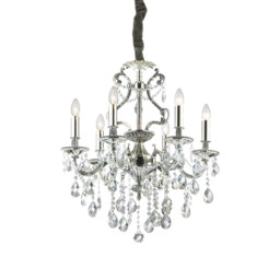 Gioconda  6 Light Crystal Chandelier Antique Silver Finish, E14