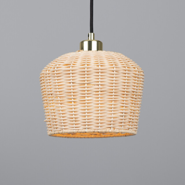 Manila Rattan Small Dome Pendant, Polished Brass - image 1