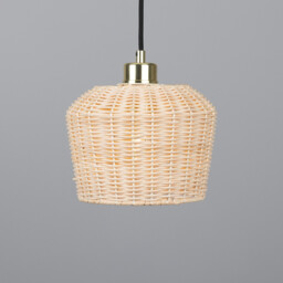 Manila Rattan Small Dome Pendant, Polished Brass - thumbnail 3