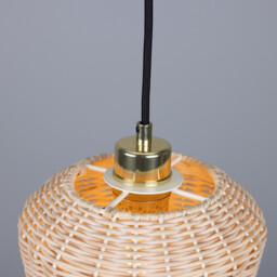 Manila Rattan Small Dome Pendant, Polished Brass - thumbnail 5