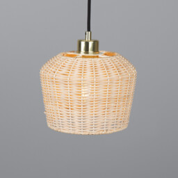 Manila Rattan Small Dome Pendant, Polished Brass - thumbnail 2