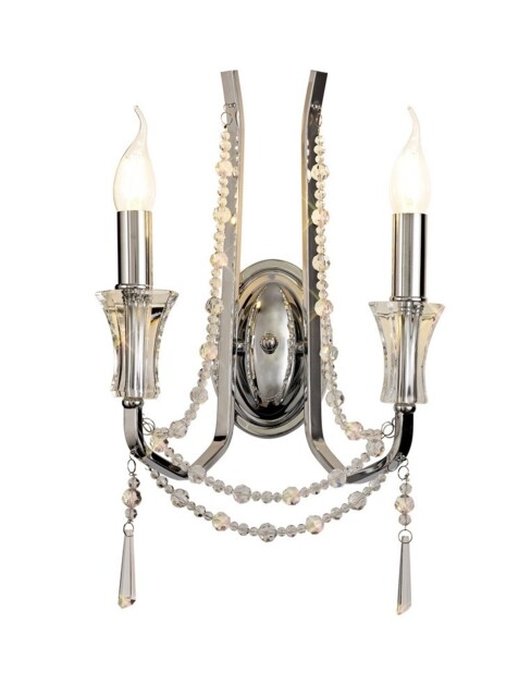 Armand Wall Lamp 2 Candle Light E14 Polished Chrome, Crystal - image 1