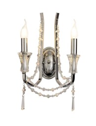 Armand Wall Lamp 2 Candle Light E14 Polished Chrome, Crystal