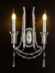 Armand Wall Lamp 2 Candle Light E14 Polished Chrome, Crystal - thumbnail 3