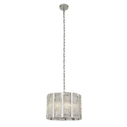Alexandra 5 Light Satin Silver Ceiling Pendant with Aquatex Glass, Metal Bars - thumbnail 1