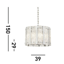 Alexandra 5 Light Satin Silver Ceiling Pendant with Aquatex Glass, Metal Bars - thumbnail 5