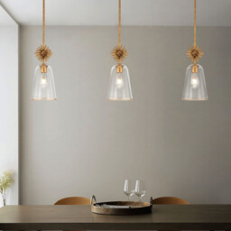 Staring Slim Pendant Ceiling Light Contemporary Distressed Gold 1x E27 Clear Shade - thumbnail 5