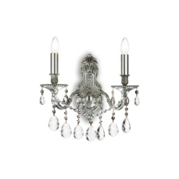 Gioconda  2 Light Indoor Candle Wall Light Silver with Crystals, E14