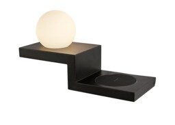 Zanzibar Wall Lamp Switched Globe With Mobile Phone Induction Charger, 6W LED, 3000K, 470lm, Sand Black - thumbnail 1