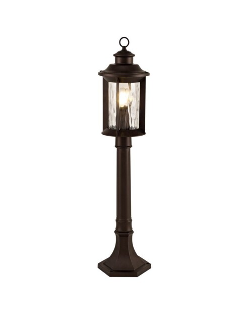 Orangeville Bollard Post Lamp, 1 x E27, Antique Bronze, Clear Ripple Glass, IP54 - image 1