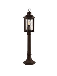 Orangeville Bollard Post Lamp, 1 x E27, Antique Bronze, Clear Ripple Glass, IP54 - thumbnail 3