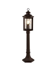 Orangeville Bollard Post Lamp, 1 x E27, Antique Bronze, Clear Ripple Glass, IP54