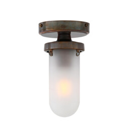 Oregon-B Outdoor Ceiling Light, Antique Brass, Frosted Glass, IP65