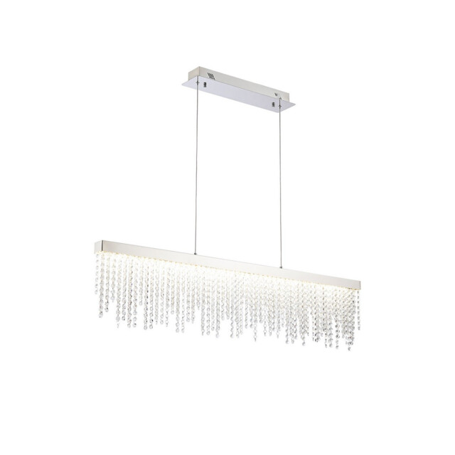 Bano Linear Dimmable Pendant 40W LED, 4000K, 4200lm, Polished Chrome / Crystal Chain, 3yrs Warranty - image 1