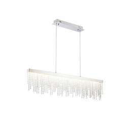 Bano Linear Dimmable Pendant 40W LED, 4000K, 4200lm, Polished Chrome / Crystal Chain, 3yrs Warranty - thumbnail 1