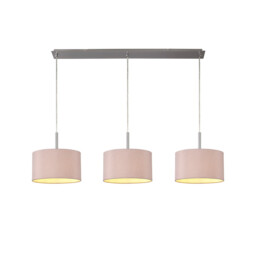 Baymont Satin Nickel 3 Light E27 Linear Pendant With 30cm x 17cm Dual Faux Silk Shade, Taupe/Halo Gold