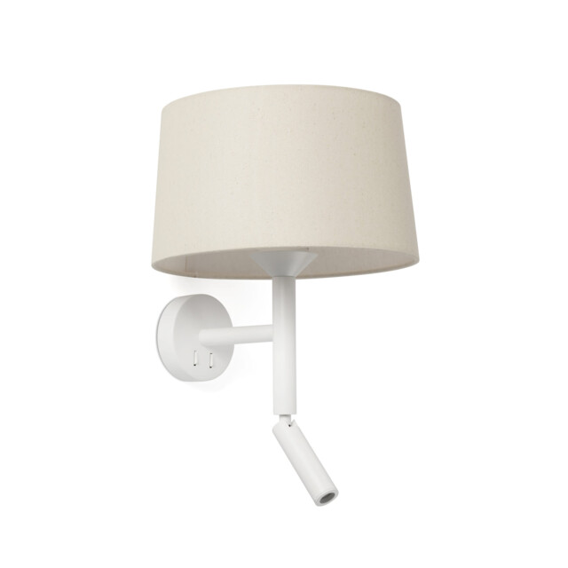 Windsor Reading Wall Light Matt White, Linen 1x E27