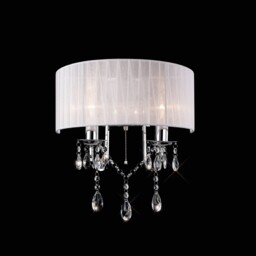 Olivia Wall Lamp Switched with White Shade 2 Light Polished Chrome, Crystal - thumbnail 2