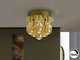 Rocío Shade Cluster Ceiling 6 Light Gold LED 3000K Dimmable