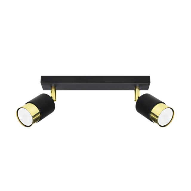 Nero Twin Ceiling Spotlight, Black/Golden, 2x GU10 - image 1