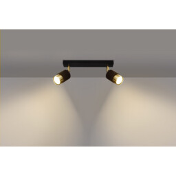 Nero Twin Ceiling Spotlight, Black/Golden, 2x GU10 - thumbnail 3