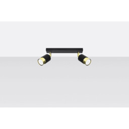 Nero Twin Ceiling Spotlight, Black/Golden, 2x GU10 - thumbnail 2