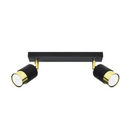 Nero Twin Ceiling Spotlight, Black/Golden, 2x GU10