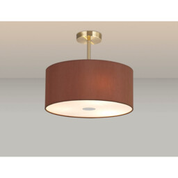 Baymont Antique Brass 3 Light E27 Semi Flush With 40cm x 18cm Dual Faux Silk Shade, Cocoa/Grecian Bronze - thumbnail 2