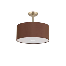 Baymont Antique Brass 3 Light E27 Semi Flush With 40cm x 18cm Dual Faux Silk Shade, Cocoa/Grecian Bronze - thumbnail 5