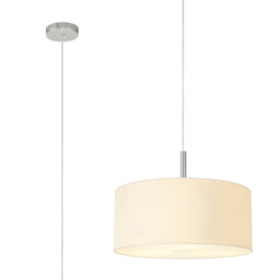 Baymont Polished Chrome 3 Light E27 Single Pendant With 40cm x 18cm Faux Silk Shade, Ivory Pearl/White Laminate - thumbnail 1
