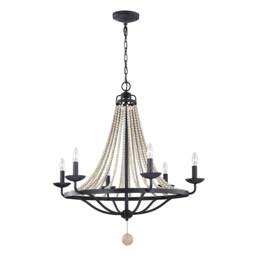 Feiss Nori Multi Arm Chandelier Dark Weathered Zinc with Driftwood Grey