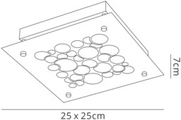 Fusion Flush 25cm Square 15.5W LED 4000K Chrome, Crystal Sand, 620lm, - thumbnail 2