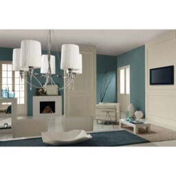 Lucca Pendant 4 Light E27, Polished Chrome With White Shades & Clear Crystal - thumbnail 3