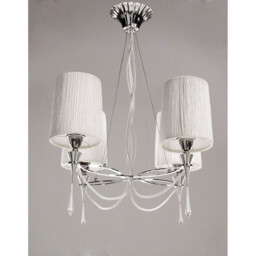 Lucca Pendant 4 Light E27, Polished Chrome With White Shades & Clear Crystal - thumbnail 2