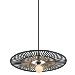 Silikou 40cm Wire Frame Pendant Ceiling Light Black - Natural Bamboo 1xE27 - thumbnail 1