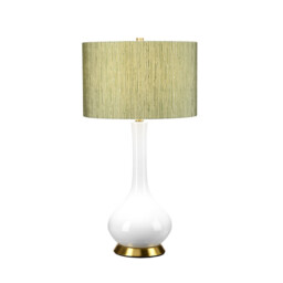 Milo Table Lamp with Round Shade, Aged Brass, White, Green - thumbnail 1