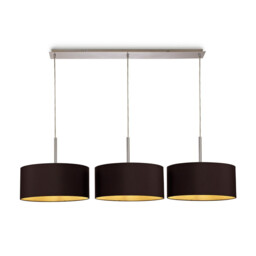 Baymont Polished Chrome 3 Light E27 Linear Pendant With 40cm x 18cm Dual Faux Silk Shade, Midnight Black/Green Olive