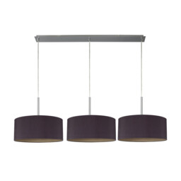 Baymont Polished Chrome 3 Light E27 Linear Pendant With 40cm x 18cm Dual Faux Silk Shade, Midnight Black/Green Olive - thumbnail 5