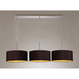 Baymont Polished Chrome 3 Light E27 Linear Pendant With 40cm x 18cm Dual Faux Silk Shade, Midnight Black/Green Olive - thumbnail 2
