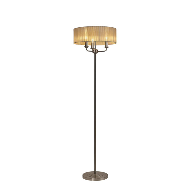 Banyan 3 Light Switched Floor Lamp With 45cm x 15cm Soft Bronze Organza Shade Satin Nickel/Soft Bronze - image 1