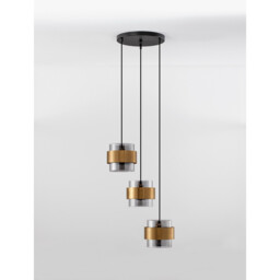 Sianna 3 Light Bar Pendant Ceiling Light Smoke Glass Brass Gold Metal LED E27 - thumbnail 3