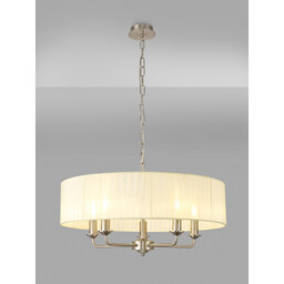 Banyan 5 Light Multi Arm Pendant With 60cm x 15cm Organza Shade Satin Nickel/Cream - thumbnail 2