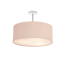 Baymont Polished Chrome 3 Light E27 Semi Flush With 50cm x 20cm Dual Faux Silk Shade, Antique Gold/Ruby