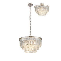 Cosette 50cm Pendant/Semi Flush, 5 Light E14, Polished Nickel/Clear Crystal - thumbnail 1
