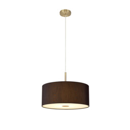 Baymont Antique Brass E27 Single Pendant With 40cm x 18cm Faux Silk Shade, Black/White Laminate - thumbnail 5