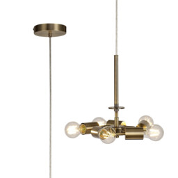 Baymont 28cm Antique Brass 5 Light E27 Universal Single Pendant, Suitable For A Vast Selection Of Shades - thumbnail 1